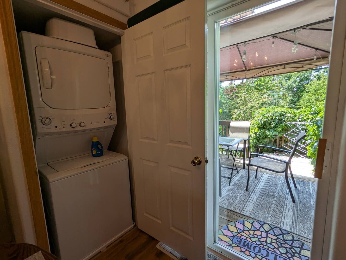 In-unit washer and dryer with deck access